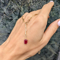 1.15 Ct. Ruby Accent Stones Necklace, 14K Yellow Gold Life Style