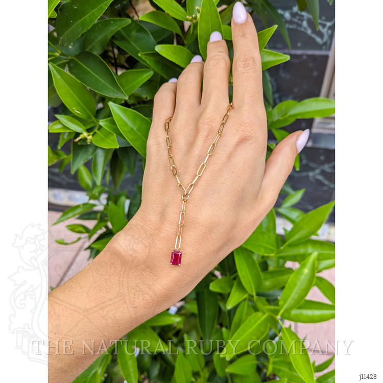 1.15 Ct. Ruby Accent Stones Necklace, 14K Yellow Gold