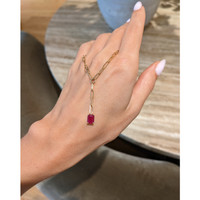 1.15 Ct. Ruby Accent Stones Necklace, 14K Yellow Gold Life Style