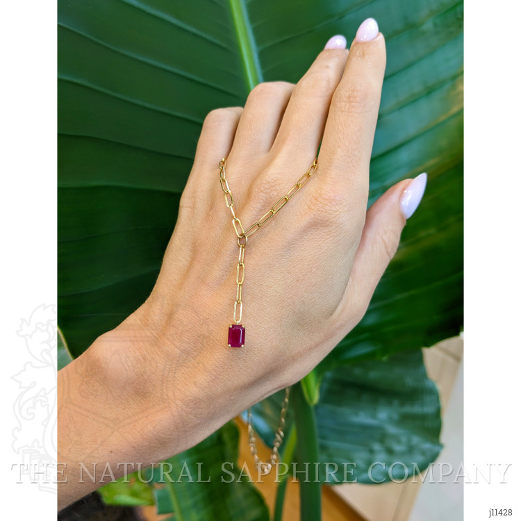 1.15 Ct. Ruby Accent Stones Necklace, 14K Yellow Gold