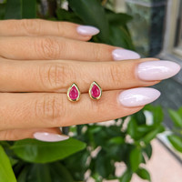 1.12 Ct.Tw. Ruby Studs Earrings, 14K Yellow Gold Life Style