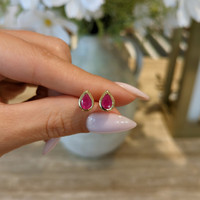 1.12 Ct.Tw. Ruby Studs Earrings, 14K Yellow Gold Life Style