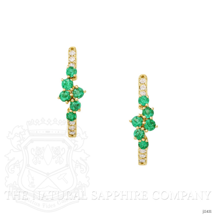 0.20 Ct.Tw. Emerald Pave Earrings, 14K Yellow Gold