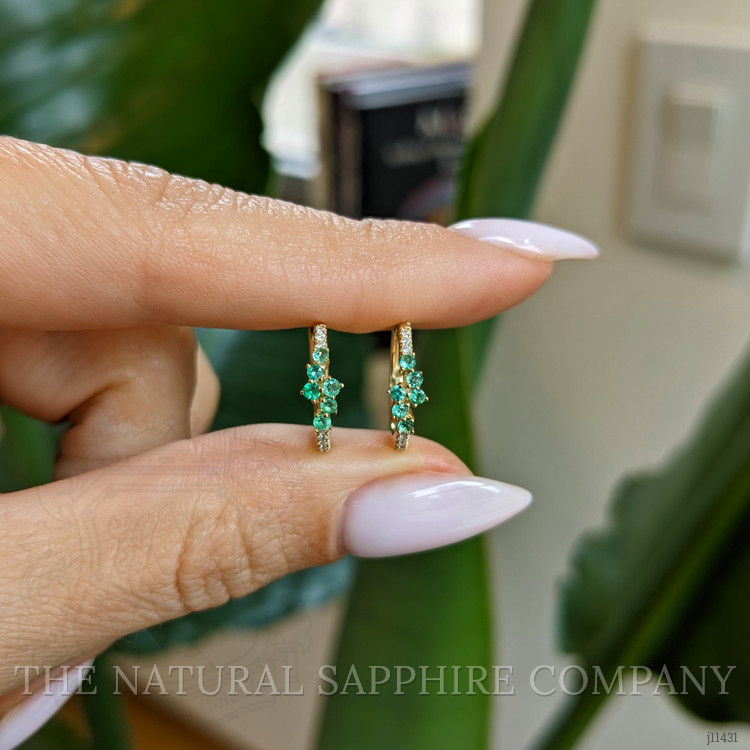 0.20 Ct.Tw. Emerald Pave Earrings, 14K Yellow Gold