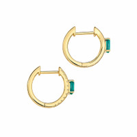 0.50 Ct.Tw. Emerald Natural Diamond Pave Earrings, 14K Yellow Gold Image
