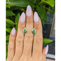 0.50 Ct.Tw. Emerald Natural Diamond Pave Earrings, 14K Yellow Gold Life Style