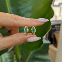 0.50 Ct.Tw. Emerald Natural Diamond Pave Earrings, 14K Yellow Gold Life Style