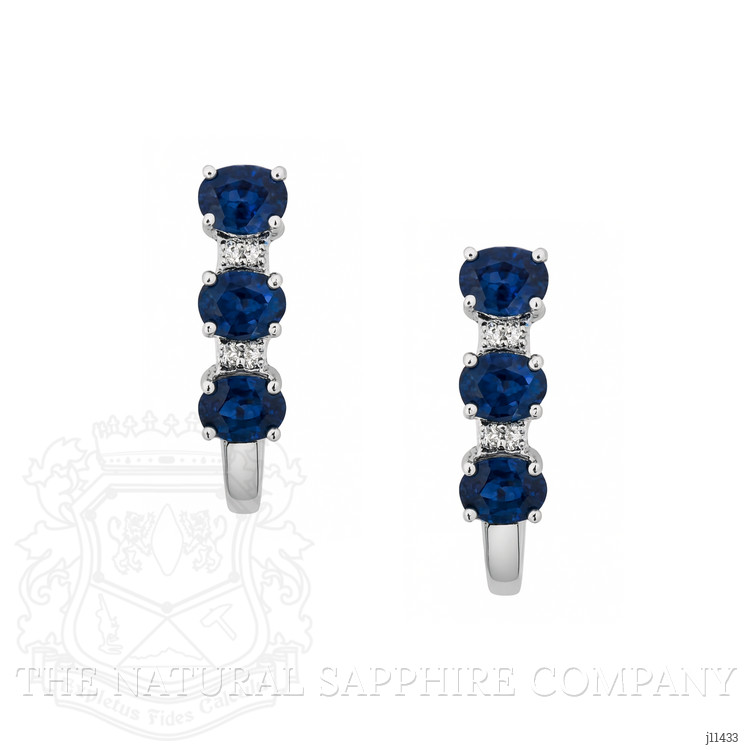 1.37 Ct.Tw. Blue Sapphire and Natural Diamond Pave Earrings, 14K White Gold