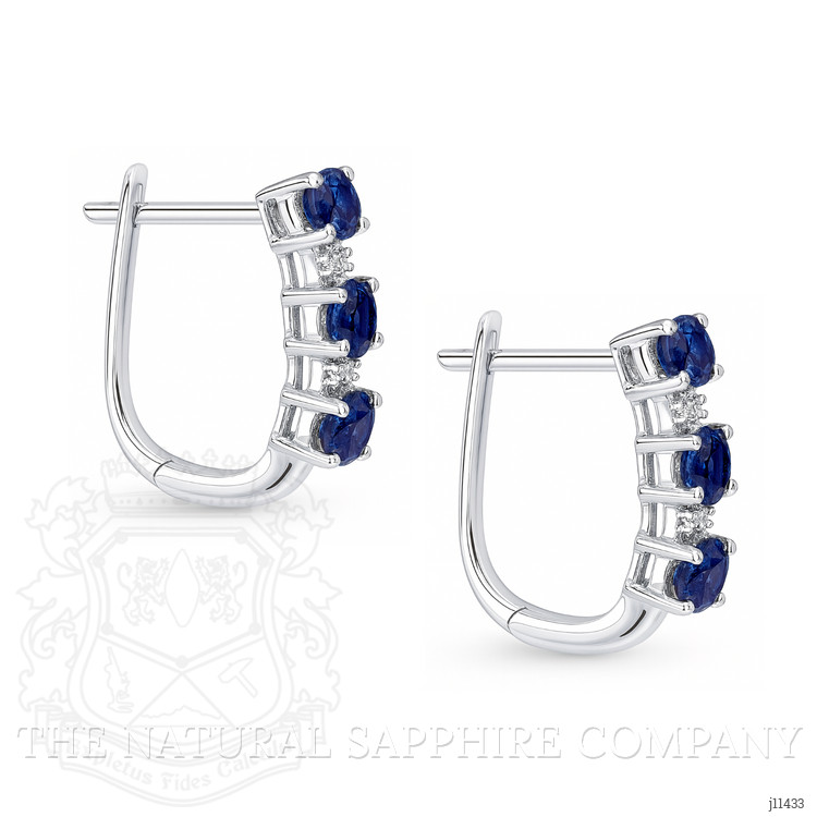 1.37 Ct.Tw. Blue Sapphire and Natural Diamond Pave Earrings, 14K White Gold
