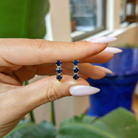 1.37 Ct.Tw. Blue Sapphire and Natural Diamond Pave Earrings, 14K White Gold Life Style