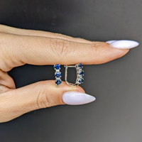 1.37 Ct.Tw. Blue Sapphire and Natural Diamond Pave Earrings, 14K White Gold Life Style