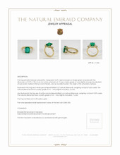 3.29 Ct. Emerald Natural Diamond Three Stone Ring, 18K Yellow Gold Appraisal