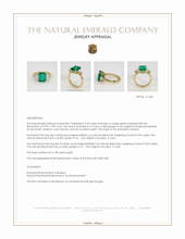 3.29 Ct. Emerald and Natural Diamond Three Stone Ring, 18K Yellow Gold Appraisal