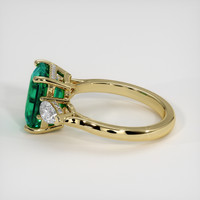3.29 Ct. Emerald Natural Diamond Three Stone Ring, 18K Yellow Gold Image