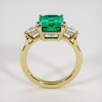 3.29 Ct. Emerald Natural Diamond Three Stone Ring, 18K Yellow Gold Image