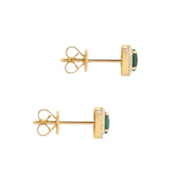 0.34 Ct.Tw. Emerald Natural Diamond Studs Earrings, 14K Yellow Gold Image