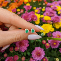 0.34 Ct.Tw. Emerald Natural Diamond Studs Earrings, 14K Yellow Gold Life Style