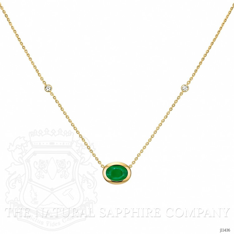0.69 Ct. Emerald Natural Diamond Bezel Necklace, 14K Yellow Gold