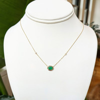 0.69 Ct. Emerald Natural Diamond Bezel Necklace, 14K Yellow Gold Image
