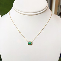 1.04 Ct. Emerald Natural Diamond Bezel Necklace, 14K Yellow Gold Image