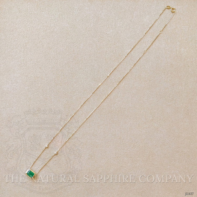 1.04 Ct. Emerald Natural Diamond Bezel Necklace, 14K Yellow Gold