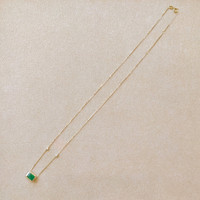 1.04 Ct. Emerald Natural Diamond Bezel Necklace, 14K Yellow Gold Image