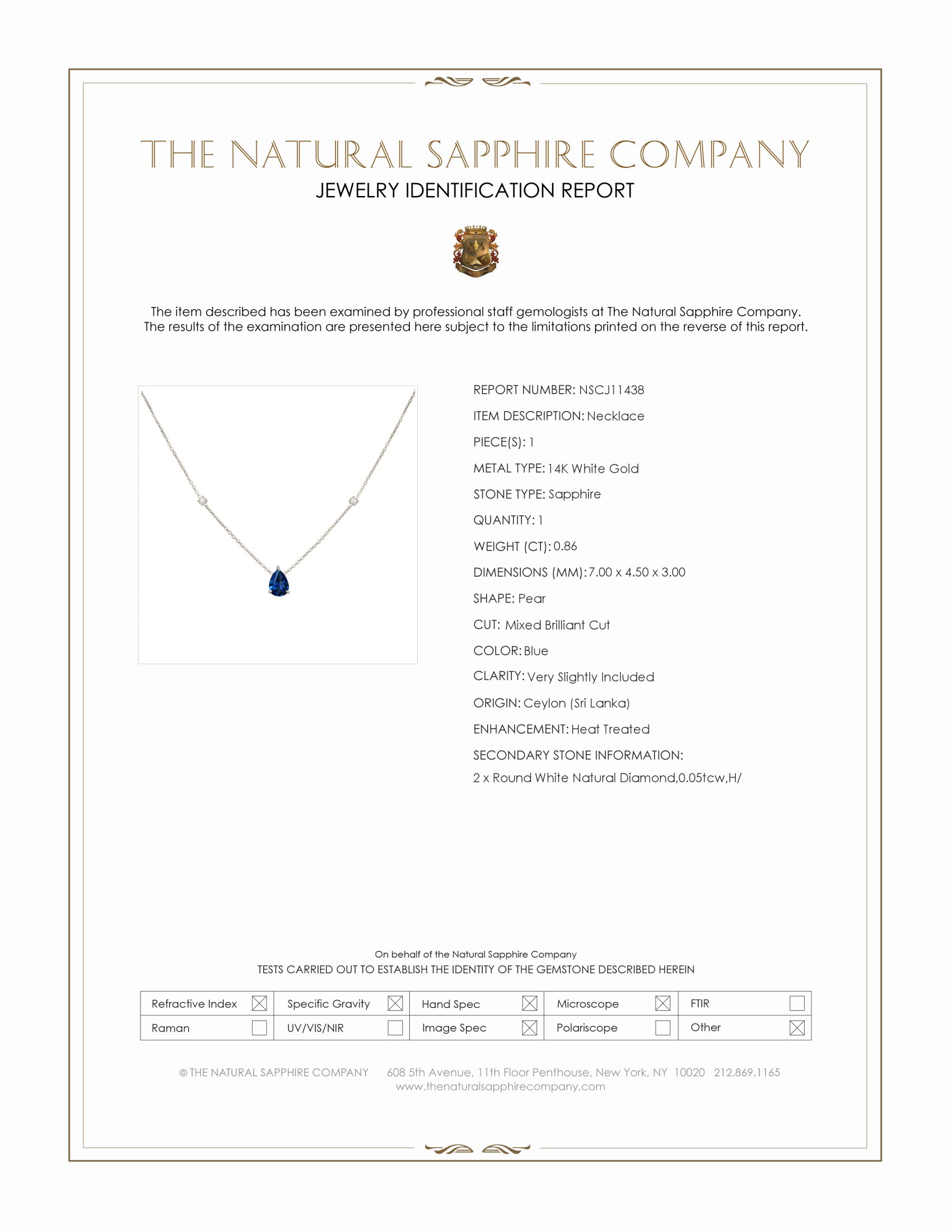 0.86 Ct. Blue Sapphire and Natural Diamond Accent Stones Necklace, 14K White Gold