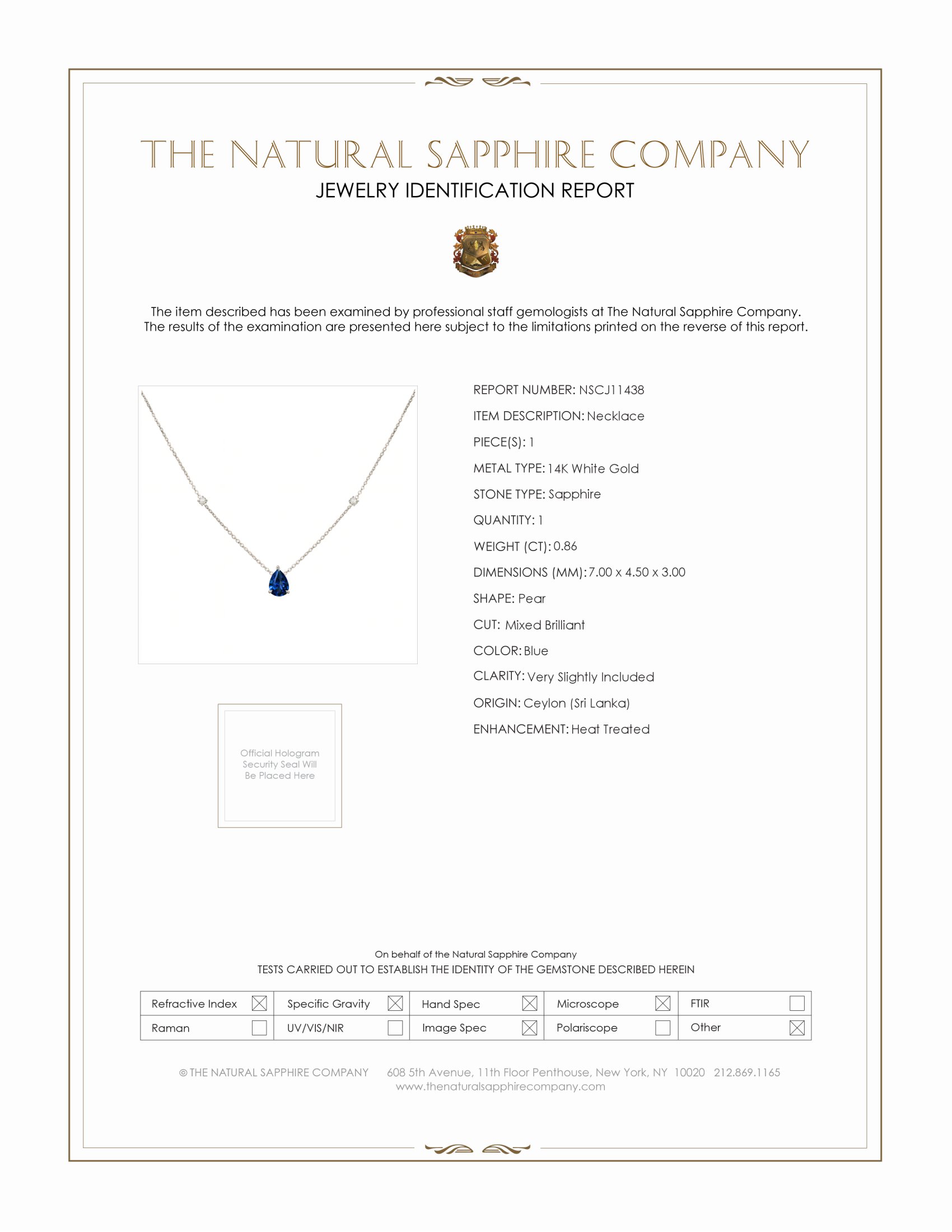 0.86 Ct. Blue Sapphire and Natural Diamond Accent Stones Necklace, 14K White Gold