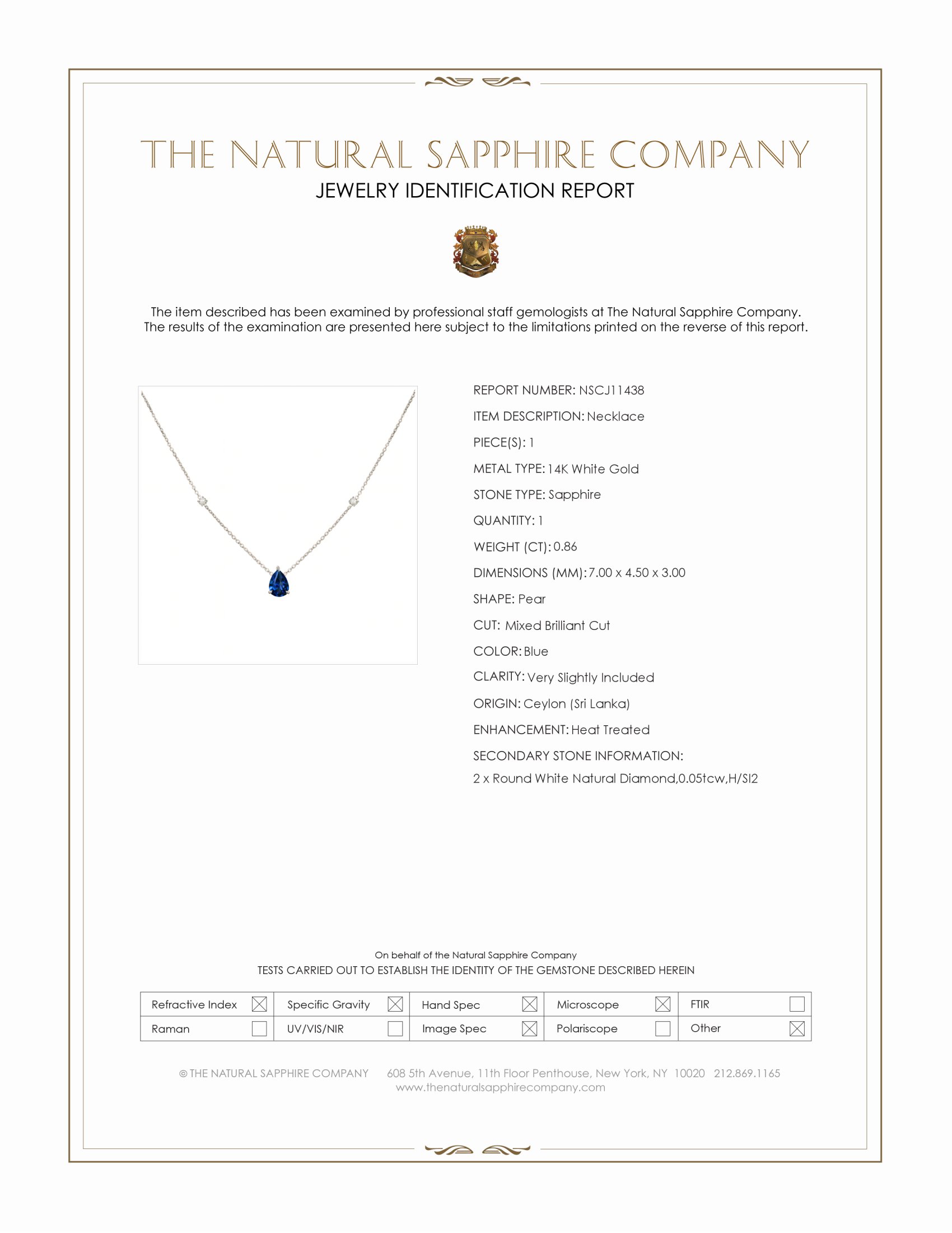 0.86 Ct. Blue Sapphire and Natural Diamond Accent Stones Necklace, 14K White Gold