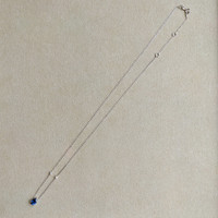 0.86 Ct. Blue Sapphire and Natural Diamond Accent Stones Necklace, 14K White Gold Image