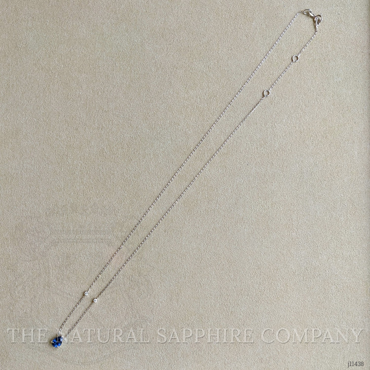 0.86 Ct. Blue Sapphire and Natural Diamond Accent Stones Necklace, 14K White Gold