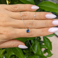 0.86 Ct. Blue Sapphire and Natural Diamond Accent Stones Necklace, 14K White Gold Life Style