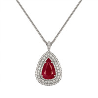 8.03 Ct. Ruby Natural Diamond Pave Pendant, 18K White Gold Video