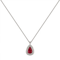 8.03 Ct. Ruby Natural Diamond Pave Pendant, 18K White Gold Image