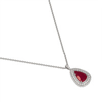 8.03 Ct. Ruby Natural Diamond Pave Pendant, 18K White Gold Image
