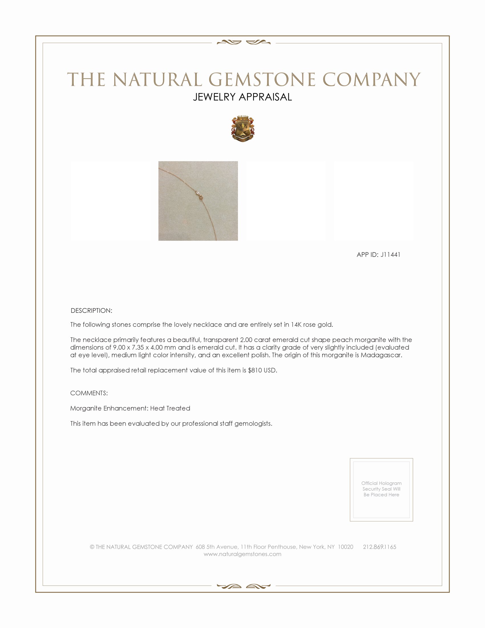 2.00 Ct. Morganite Bezel Necklace, 14K Rose Gold