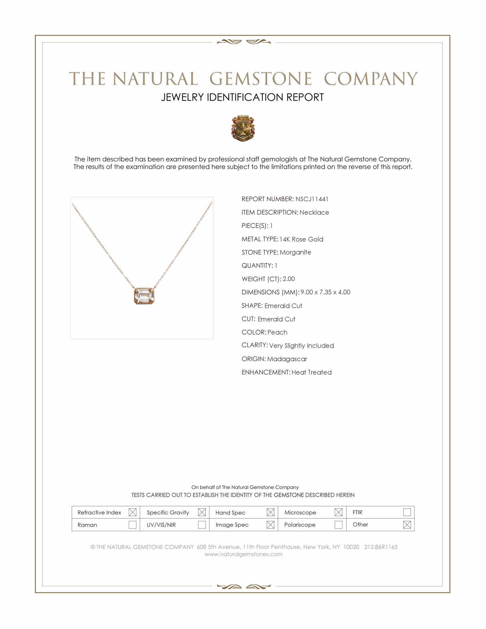 2.00 Ct. Peach Morganite Bezel Necklace, 14K Rose Gold