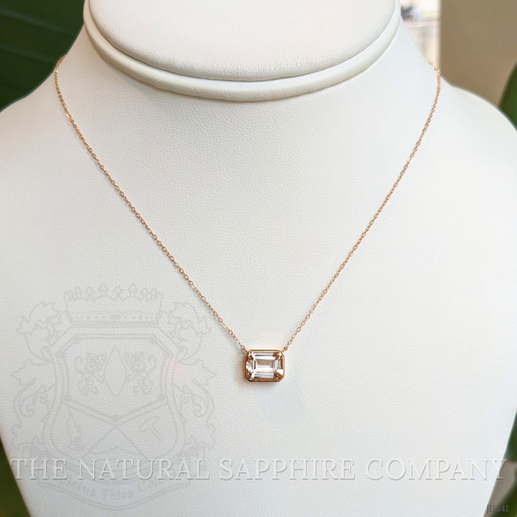 2.00 Ct. Peach Morganite Bezel Necklace, 14K Rose Gold