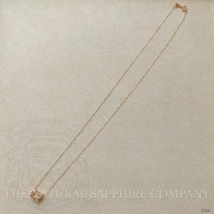 2.00 Ct. Peach Morganite Bezel Necklace, 14K Rose Gold