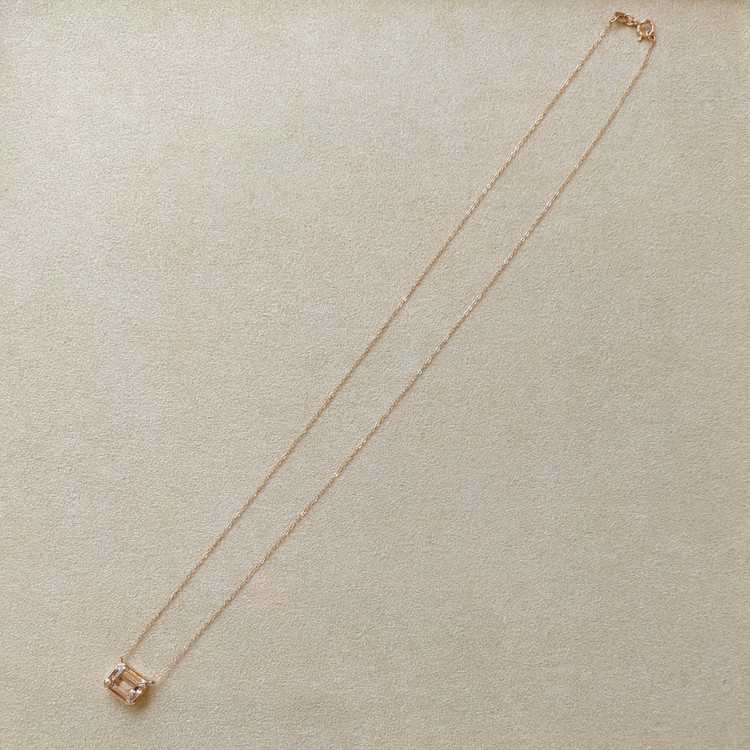2.00 Ct. Morganite Bezel Necklace, 14K Rose Gold