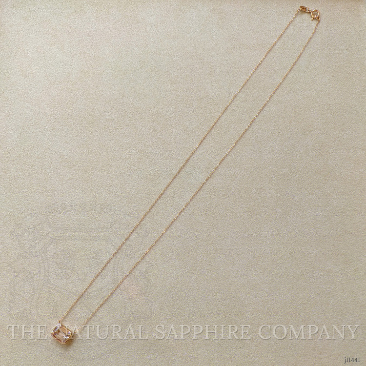 2.00 Ct. Peach Morganite Bezel Necklace, 14K Rose Gold