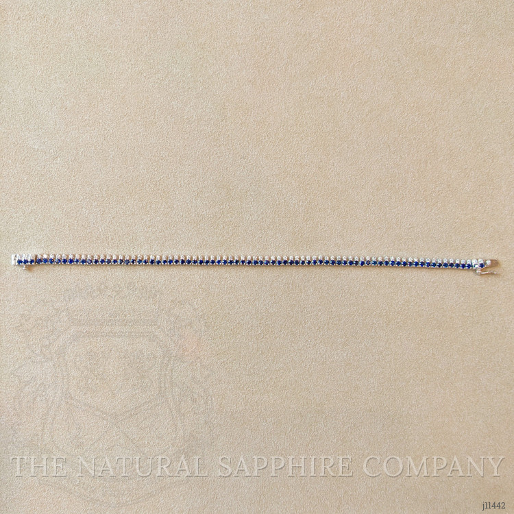 3.08 Ct.Tw. Blue Sapphire and Natural Diamond Tennis/Line Bracelet, 14K White Gold