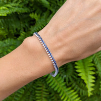 3.08 Ct.Tw. Blue Sapphire and Natural Diamond Tennis/Line Bracelet, 14K White Gold Life Style