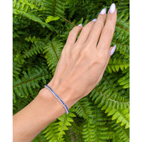 3.08 Ct.Tw. Blue Sapphire and Natural Diamond Tennis/Line Bracelet, 14K White Gold Life Style