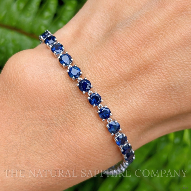 11.36 Ct.Tw. Blue Sapphire Tennis/Line Bracelet, 14K White Gold