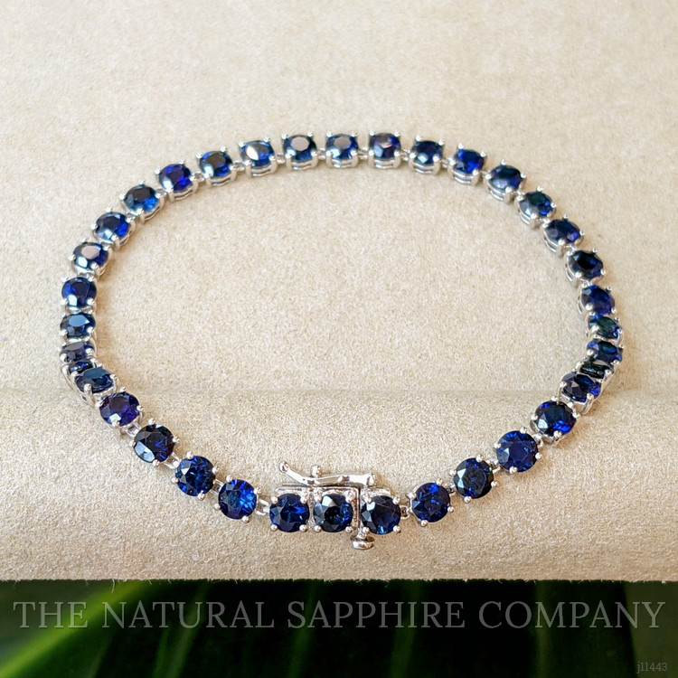 11.36 Ct.Tw. Blue Sapphire Tennis/Line Bracelet, 14K White Gold