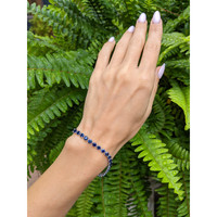 11.36 Ct.Tw. Blue Sapphire Tennis/Line Bracelet, 14K White Gold Life Style