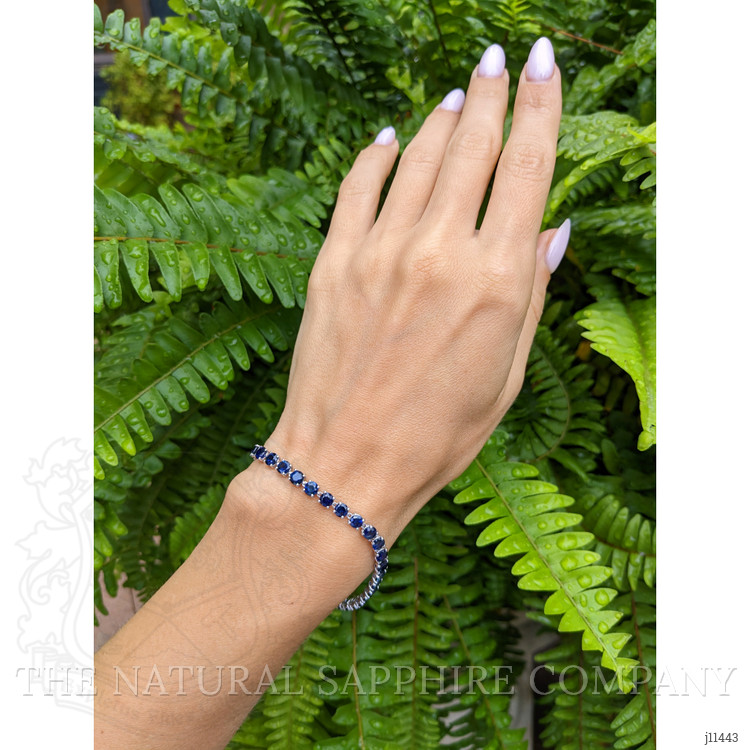 11.36 Ct.Tw. Blue Sapphire Tennis/Line Bracelet, 14K White Gold