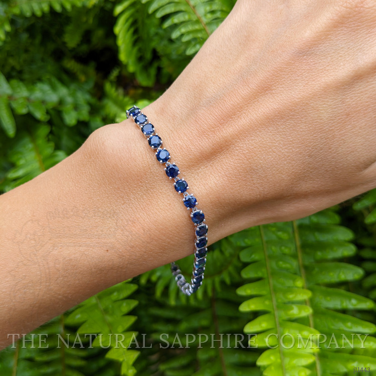 11.36 Ct.Tw. Blue Sapphire Tennis/Line Bracelet, 14K White Gold