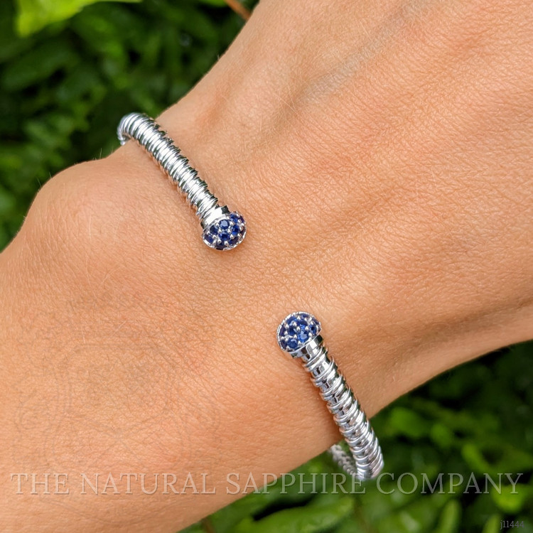 0.26 Ct.Tw. Blue Sapphire Pave Bracelet, 14K White Gold